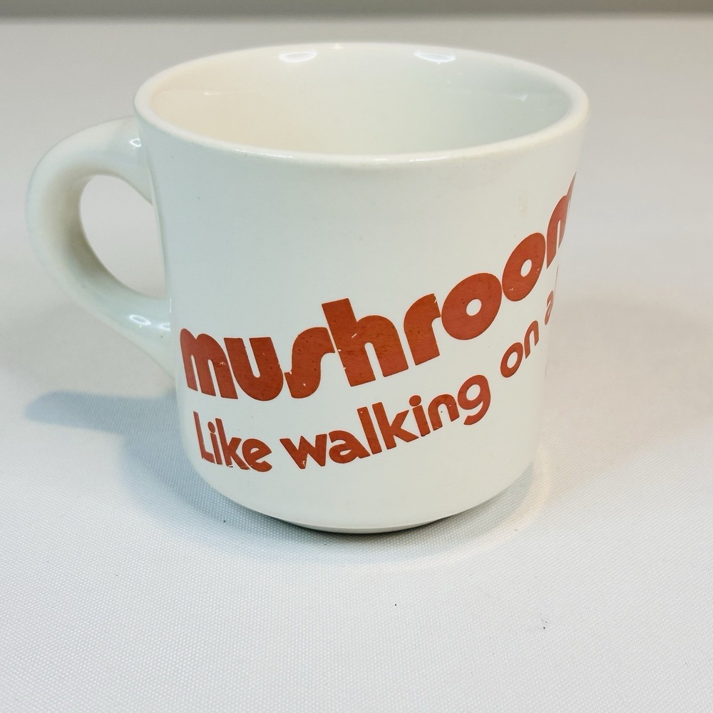 Vintage Mushrooms "Like Walking on Air" Coffee Mug Mervyn's Shrooms